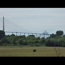Die Autobahnbrücke Pont de Normandie zwischen Le Havre und Honfleur, leider für Radfahrer gesperrt